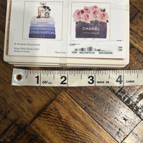 set of 4 Coasters Chanel Tiffany Louis Vuitton Dior YSL Amanda Greenwood license - Picture 4 of 9